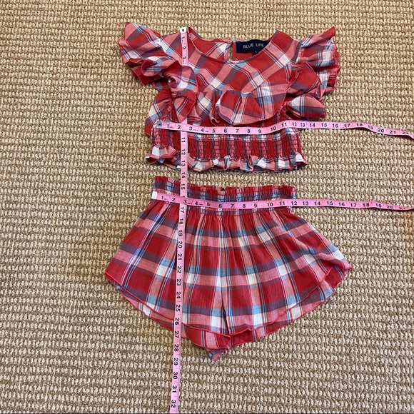 Blue Life Cherry Red Plaid Shorts Set S/M - Picture 4 of 10
